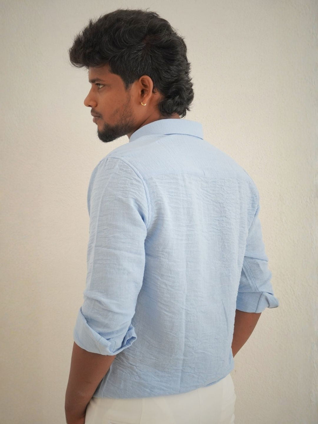 Ice Blue Linen Shirt for Men | MYKY -   Linen Shirt