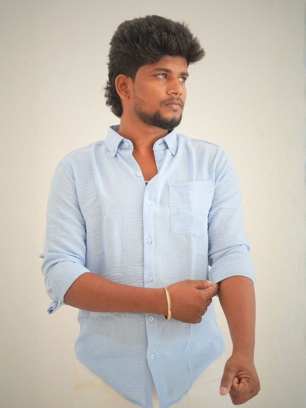 Ice Blue Linen Shirt for Men | MYKY -   Linen Shirt
