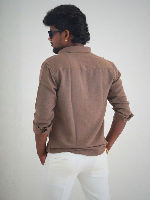 Light Brown Linen Shirt for Men | MYKY - MYKY