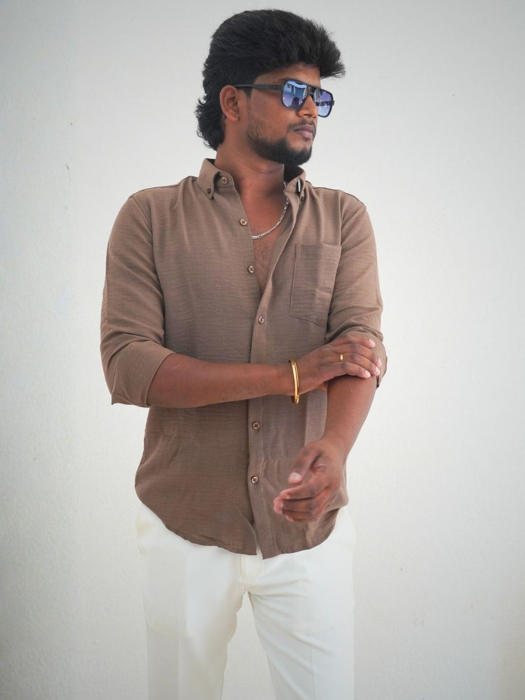 Light Brown Linen Shirt for Men | MYKY - MYKY