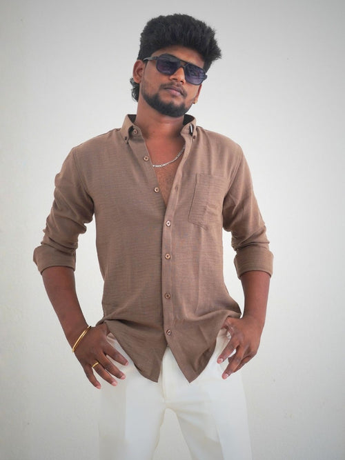 Light Brown Linen Shirt for Men | MYKY - MYKY