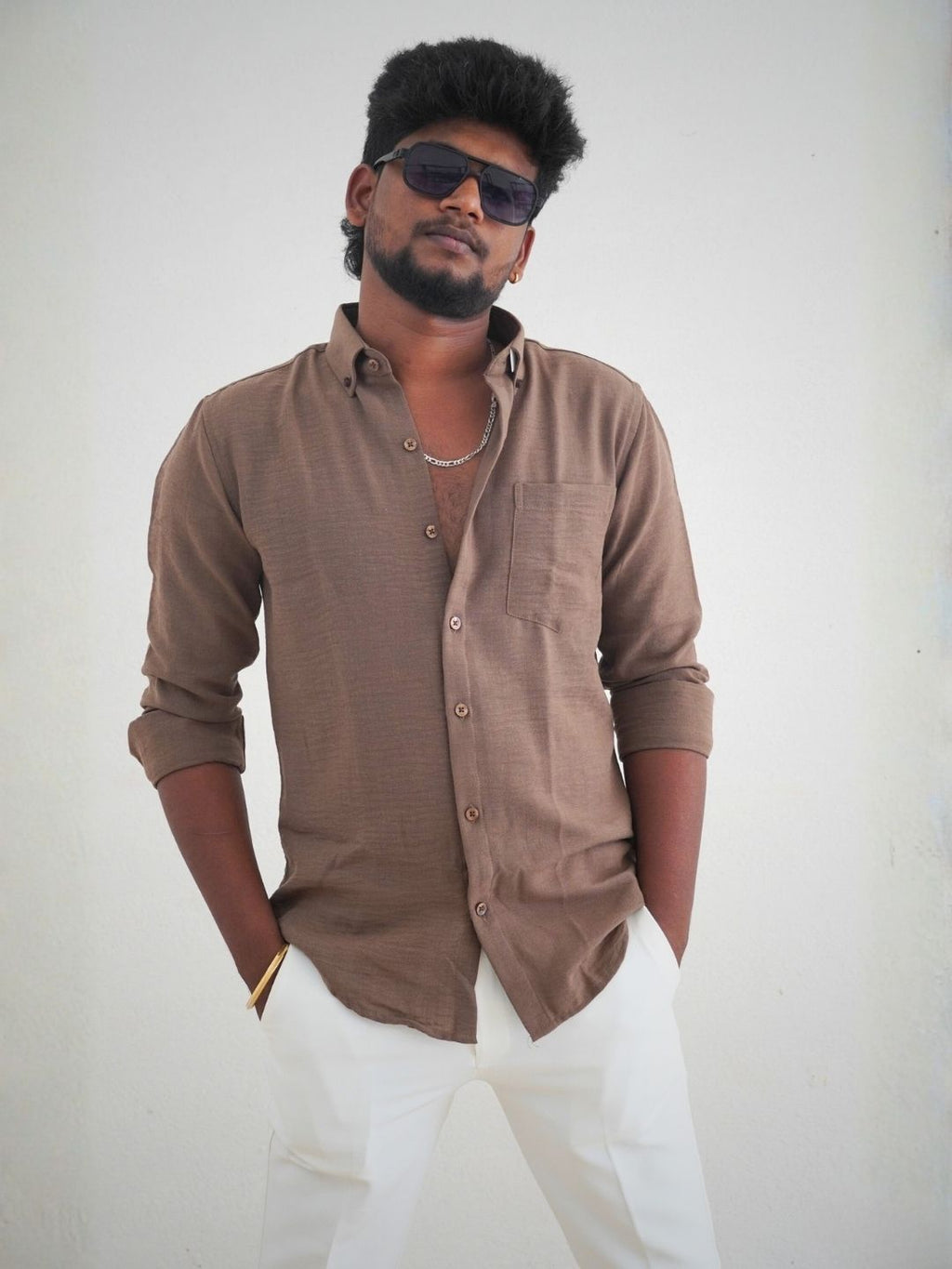 Light Brown Linen Shirt for Men | MYKY - MYKY