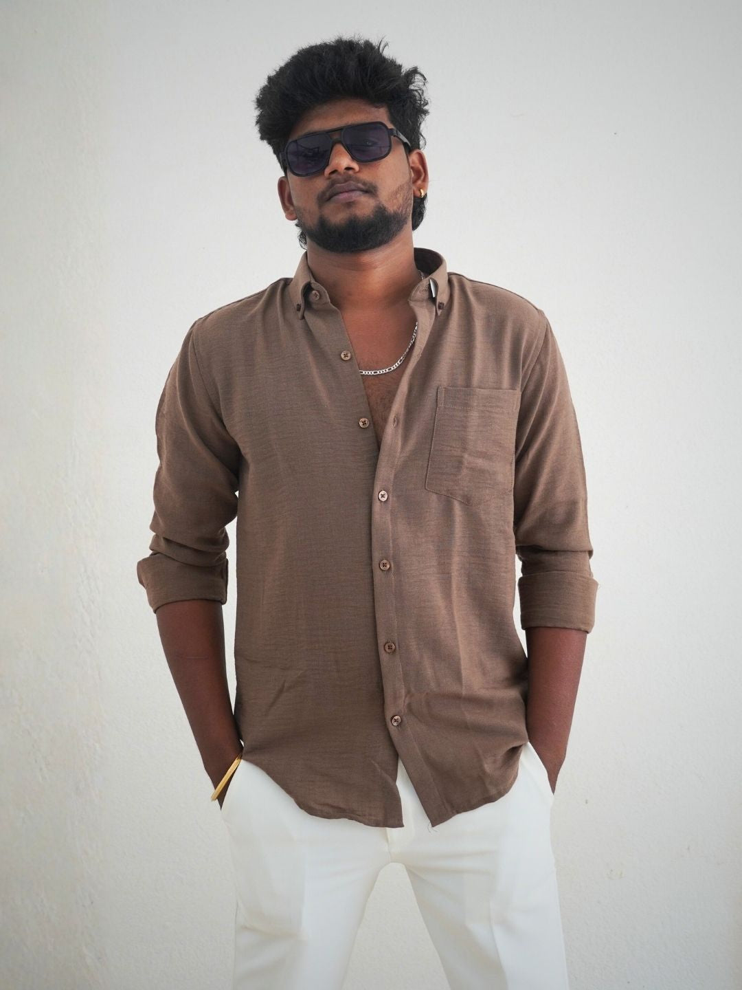 Light Brown Linen Shirt for Men | MYKY - MYKY