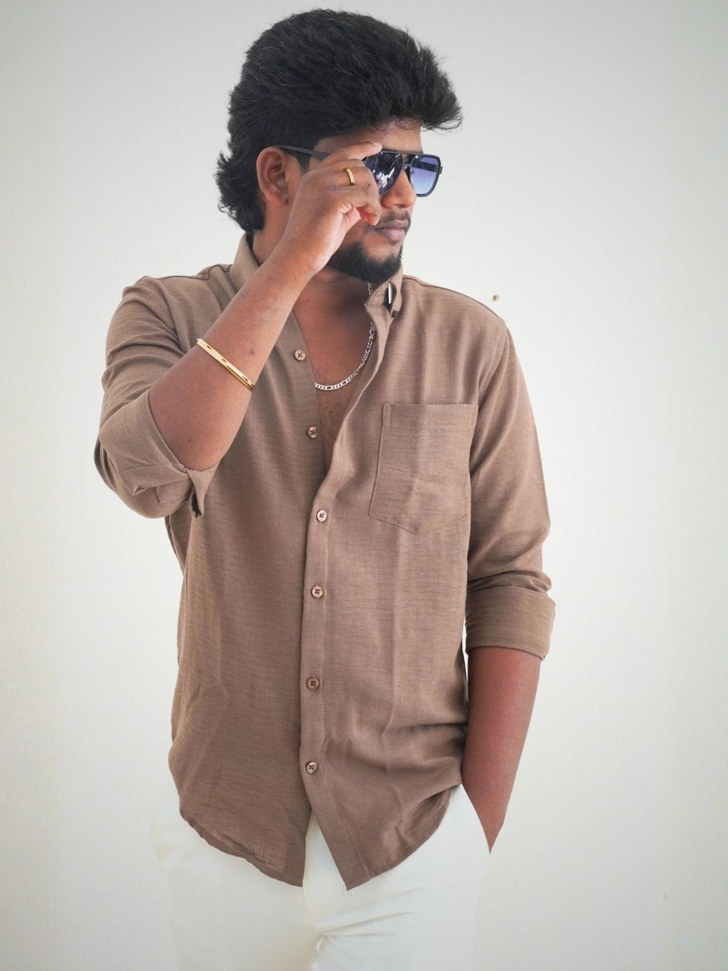 Light Brown Linen Shirt for Men | MYKY - MYKY