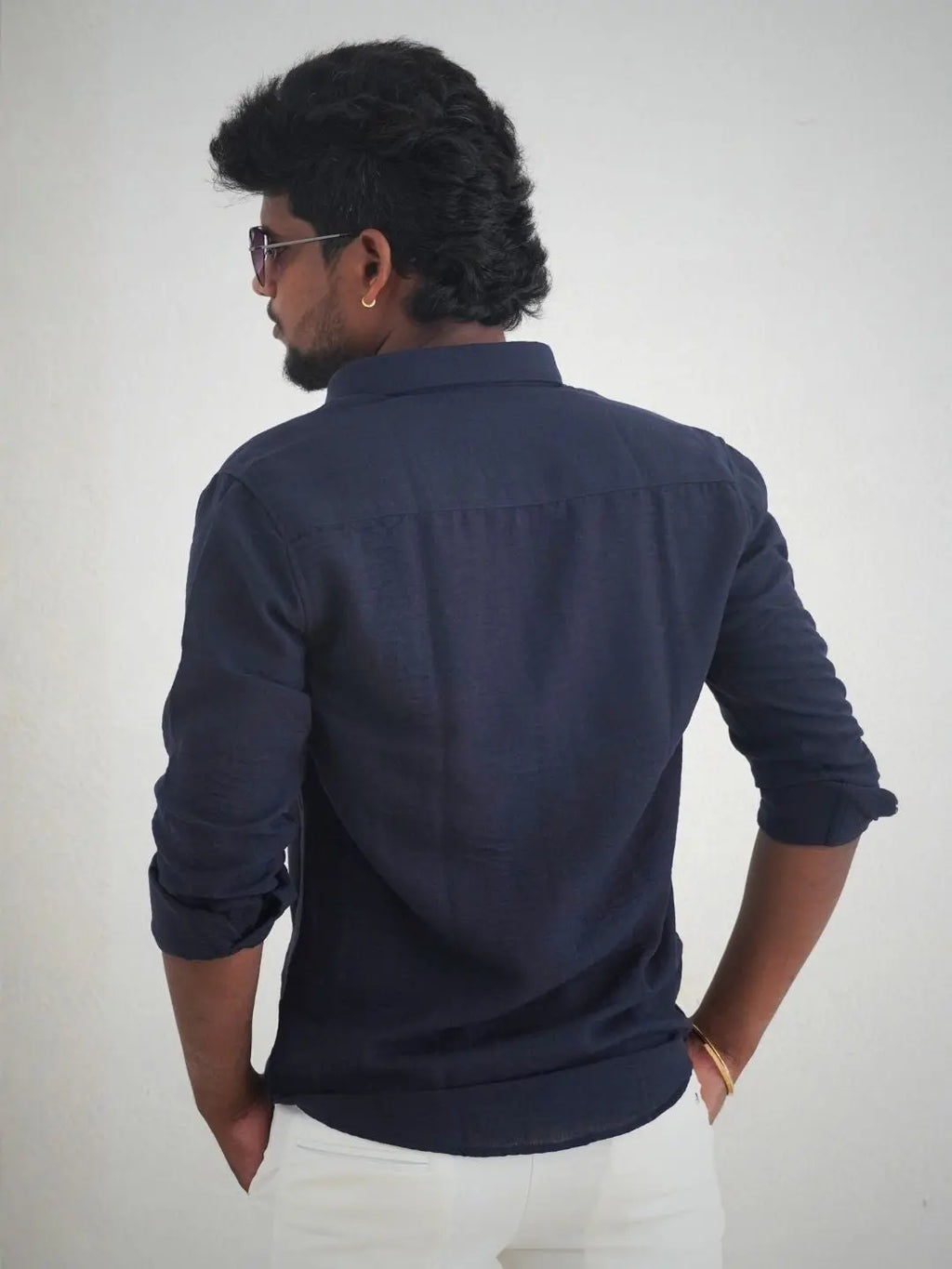 Navy Blue Linen Shirt for Men | MYKY - MYKY