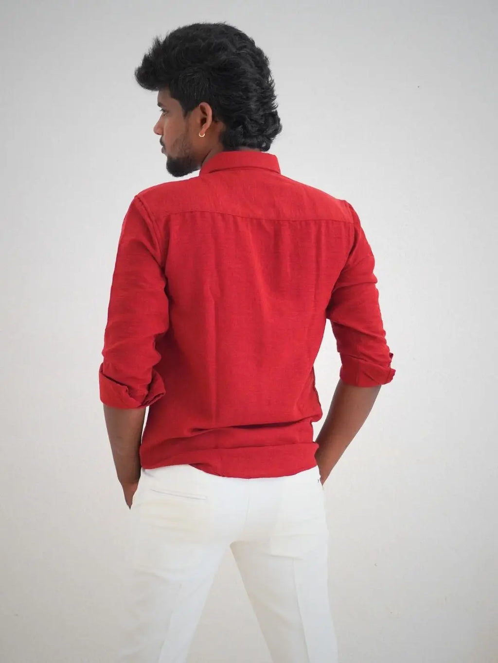Ruby Red Linen Shirt for Men | MYKY - MYKY
