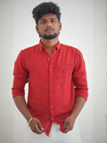 Ruby Red Linen Shirt for Men | MYKY - MYKY