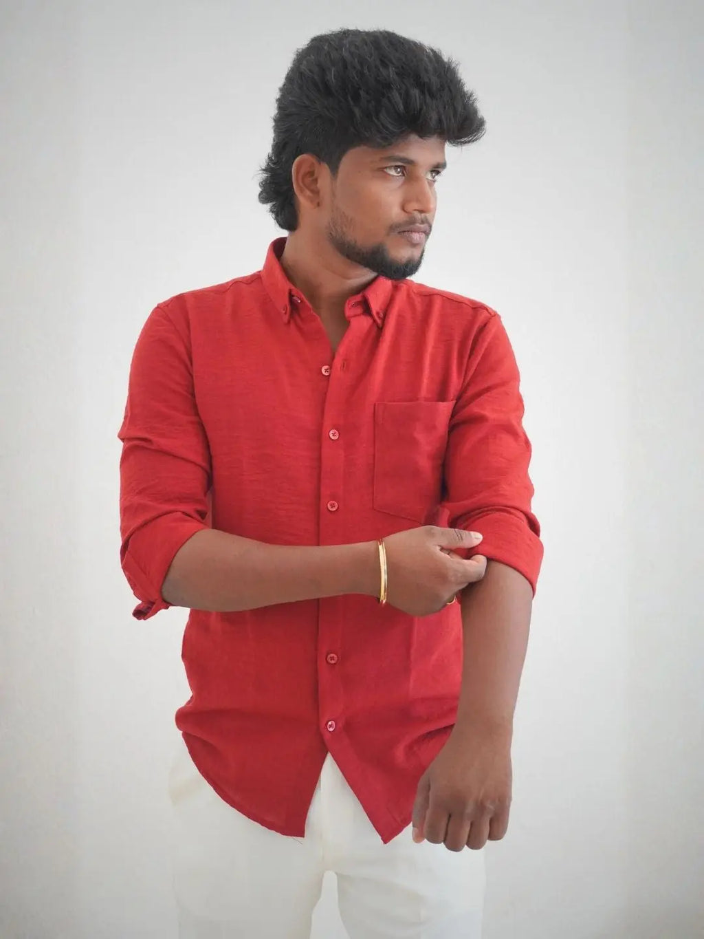 Ruby Red Linen Shirt for Men | MYKY - MYKY
