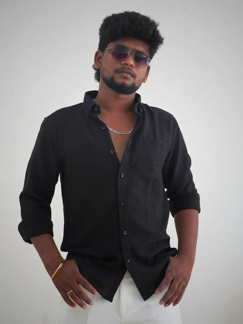 Black Imported Linen Shirt for Men | MYKY - MYKY