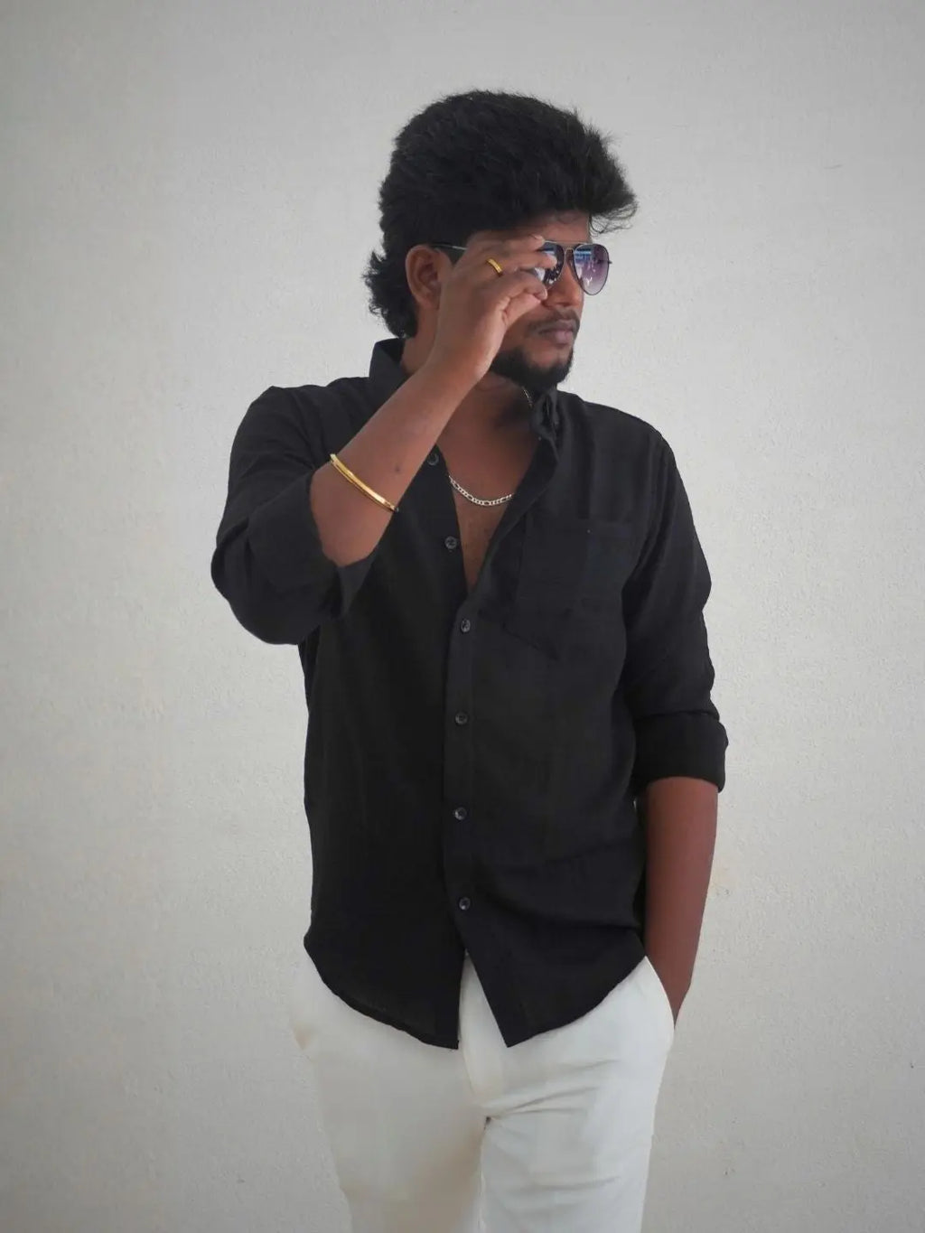 Black Imported Linen Shirt for Men | MYKY - MYKY