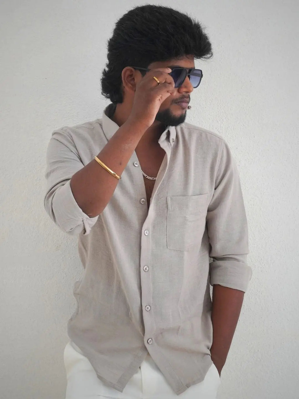 Light Grey Linen Shirt for Men | MYKY - MYKY