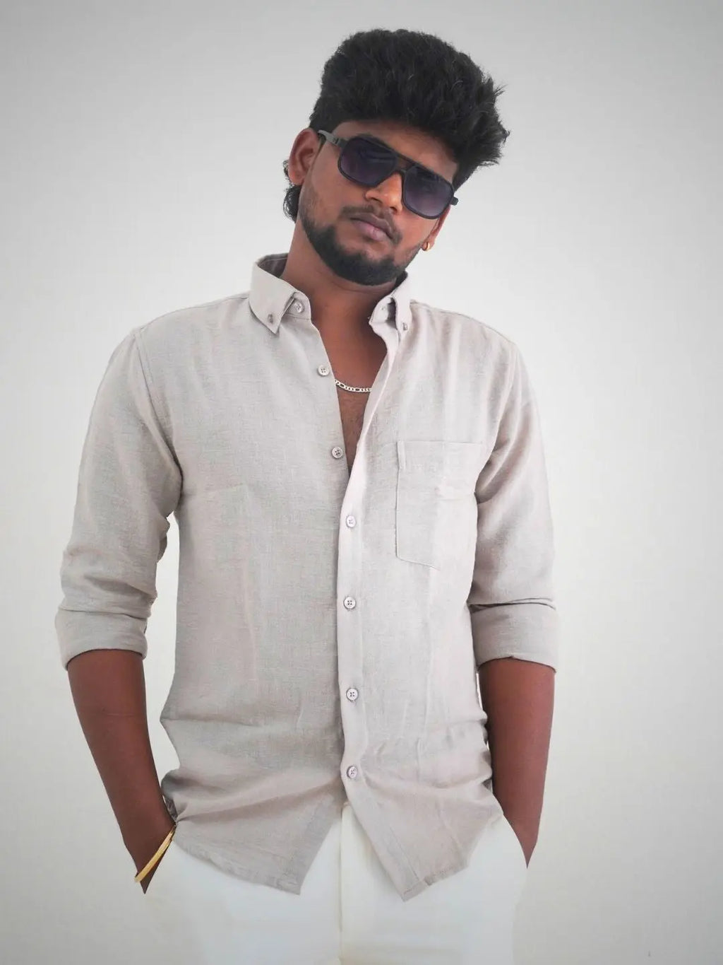 Light Grey Linen Shirt for Men | MYKY - MYKY