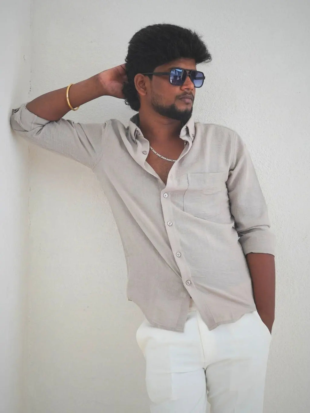 Light Grey Linen Shirt for Men | MYKY - MYKY