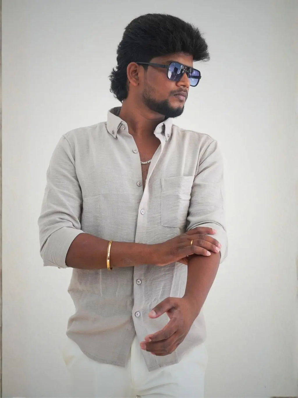Light Grey Linen Shirt for Men | MYKY - MYKY
