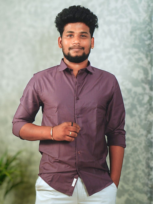 MYKY Men's Premium Melange Fabric Dark Purple Shirt | Wrinkle Free | Regular Fit MYKY