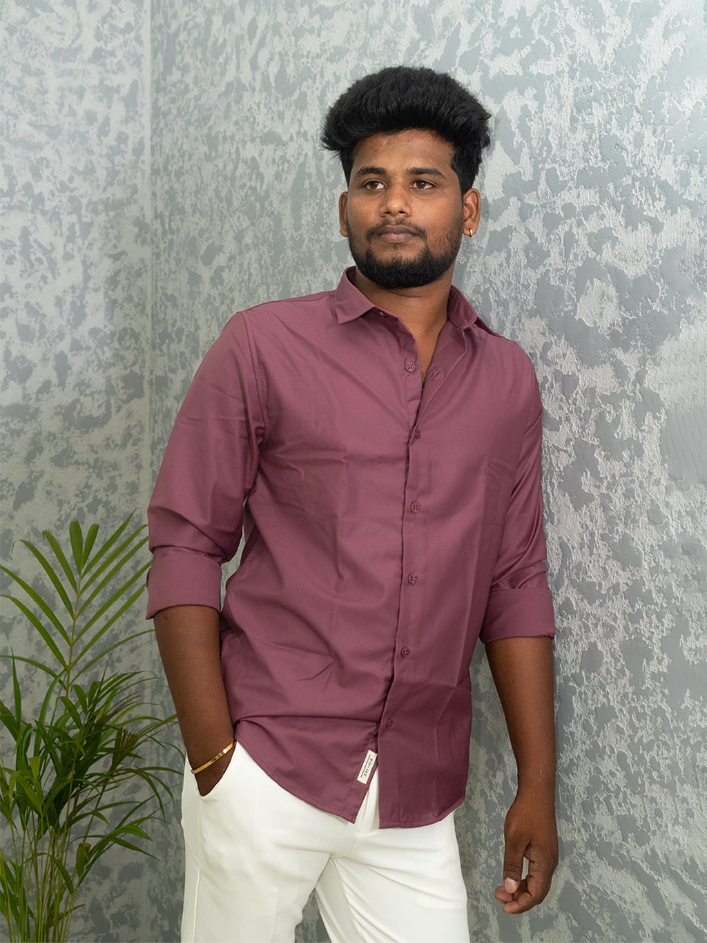 MYKY Men's Premium Melange Fabric Dusty Rose Shirt | Wrinkle Free | Regular Fit