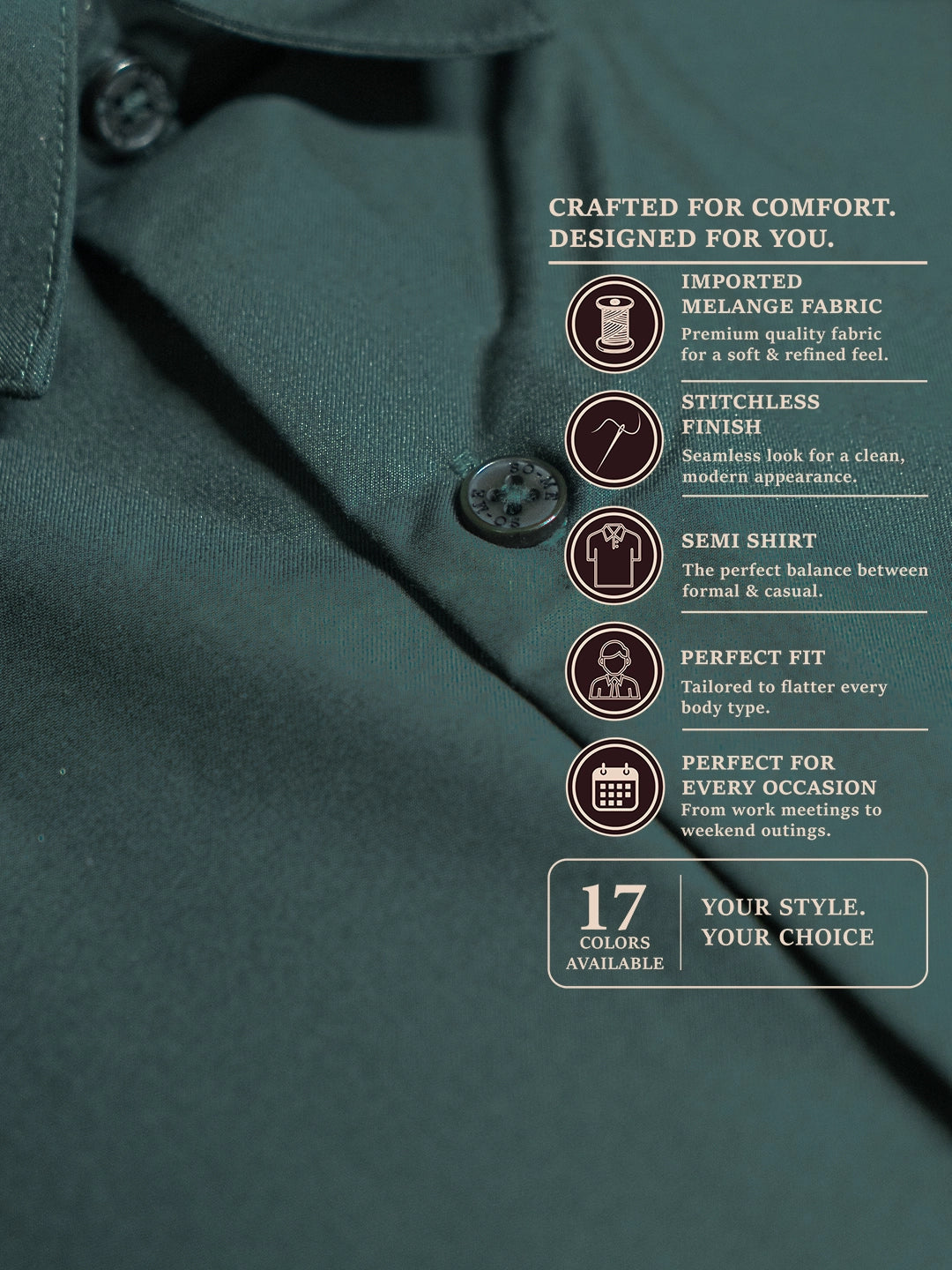 MYKY Men's Premium Melange Fabric Forest Green Shirt | Wrinkle Free | Regular Fit
