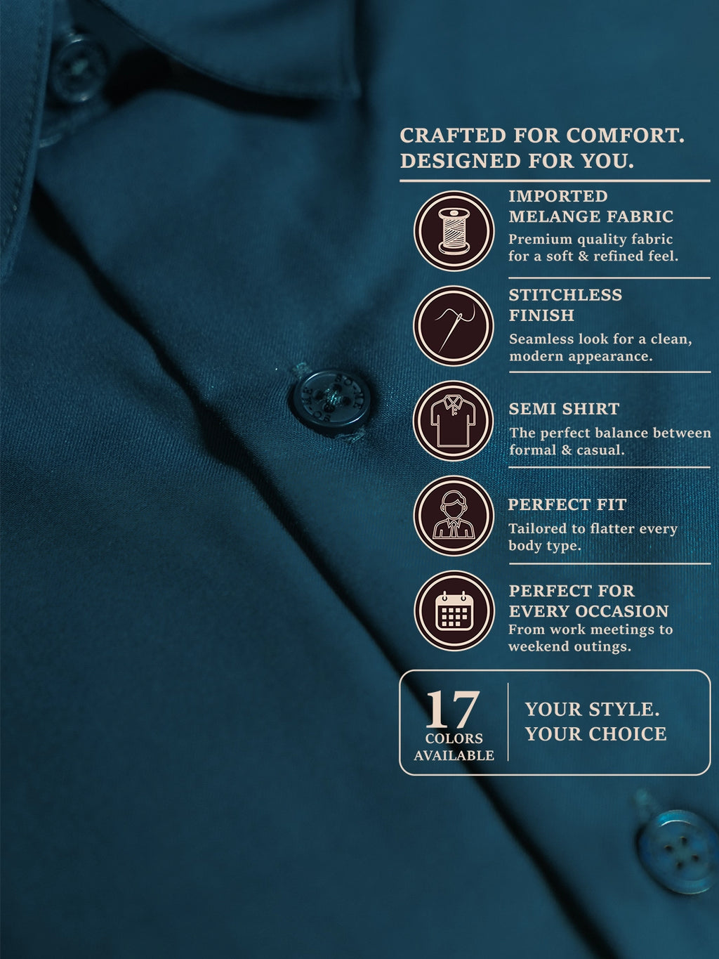 MYKY Men's Premium Melange Fabric Midnight Navy Shirt | Wrinkle Free | Regular Fit