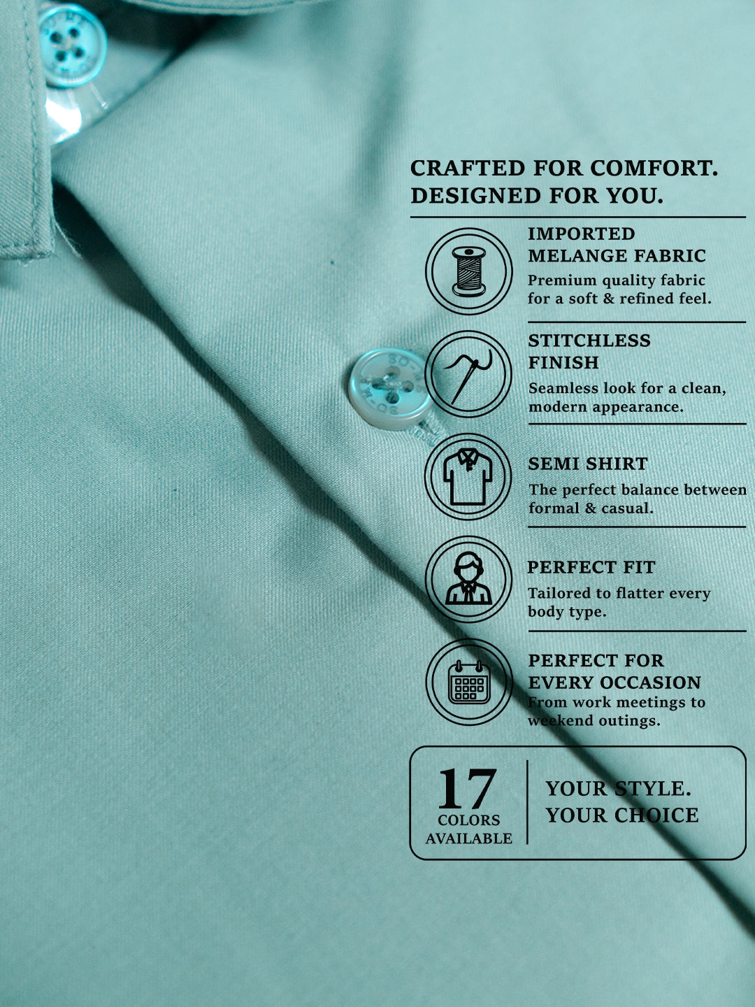 MYKY Men's Premium Melange Mint Green White Shirt | Wrinkle Free | Regular Fit