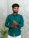 MYKY Men's Premium Melange Fabric Teal Blue Shirt | Wrinkle Free | Regular Fit