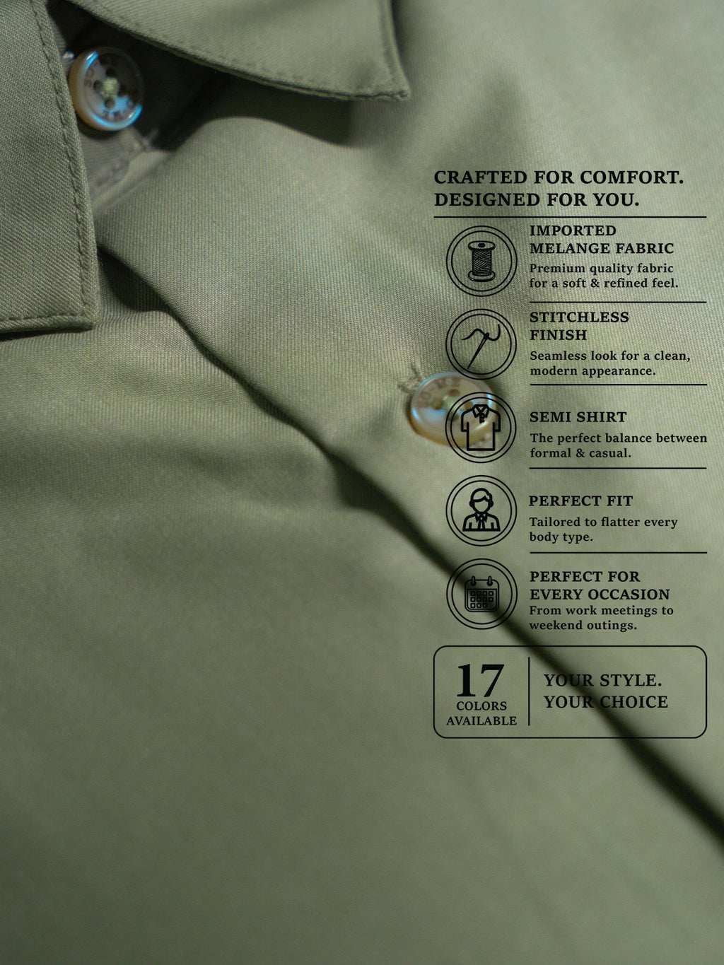 MYKY Men's Premium Melange Fabric Stone Grey Shirt | Wrinkle Free | Regular Fit