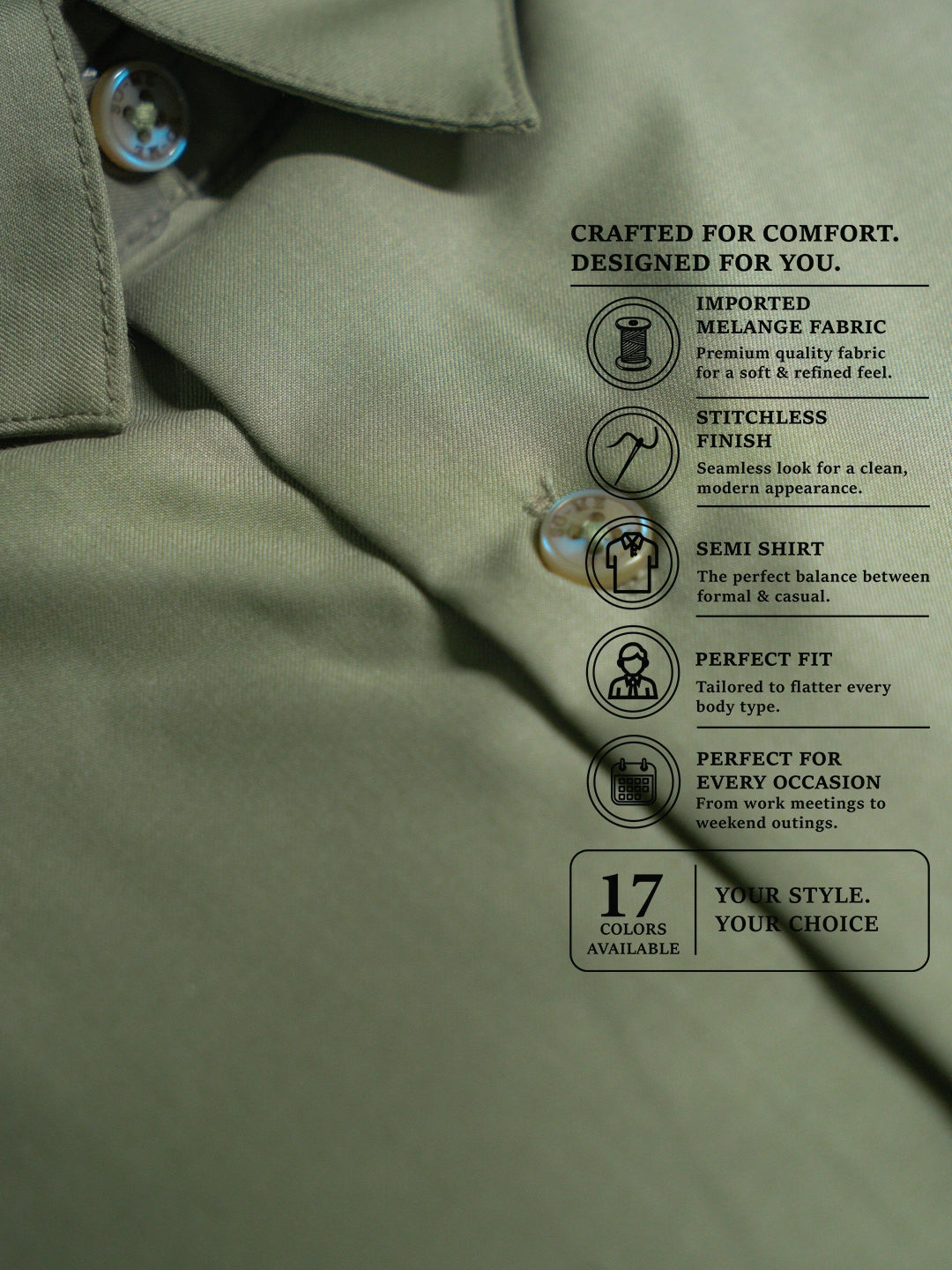 MYKY Men's Premium Melange Fabric Stone Grey Shirt | Wrinkle Free | Regular Fit