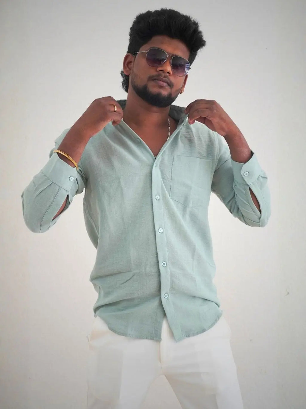 Sage Green Linen Shirt for Men | MYKY - MYKY