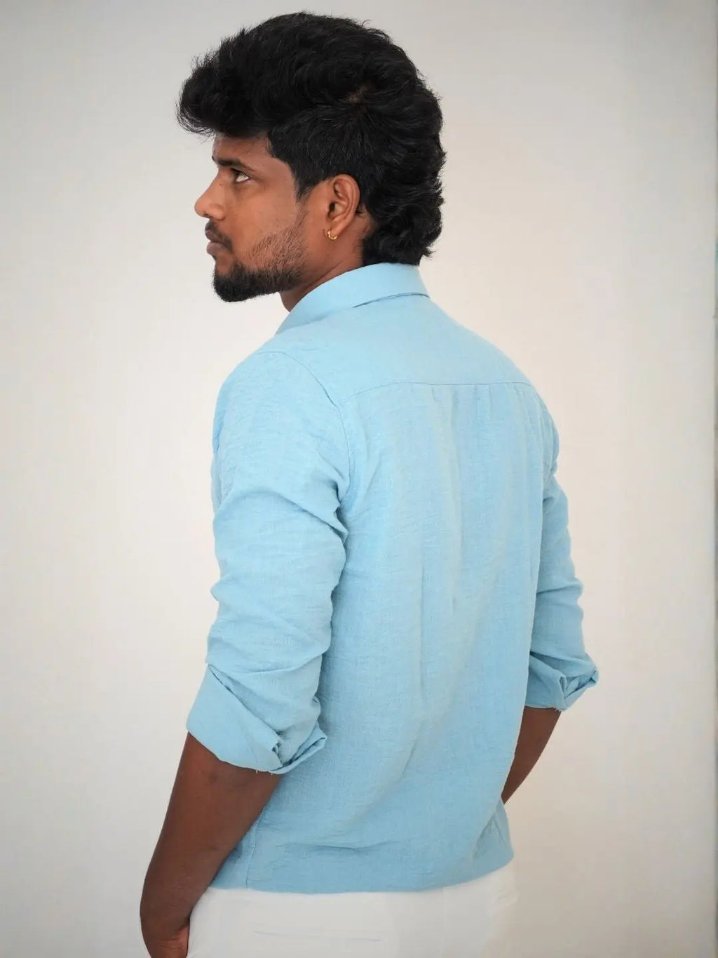 Sky Blue Linen Shirt for Men | MYKY - MYKY