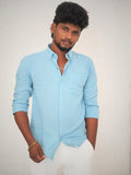 Sky Blue Linen Shirt for Men | MYKY - MYKY